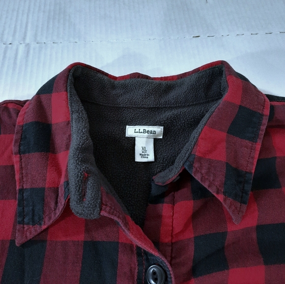 LL Bean Buffalo Plaid Fleece Lined Shirt Jacket - Picture 6 of 6